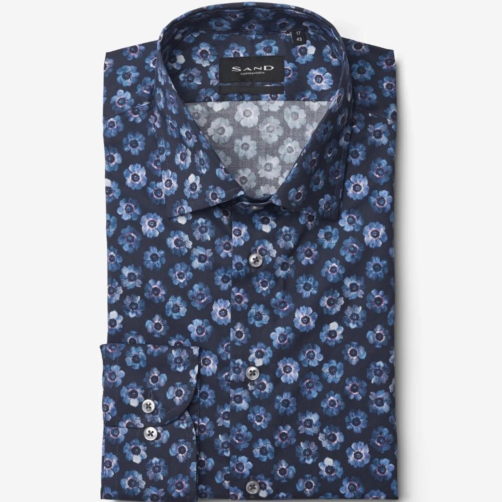 𝅺SAND COPENHAGEN 8017 Iver 2 Medium Blue Button Down Shirt